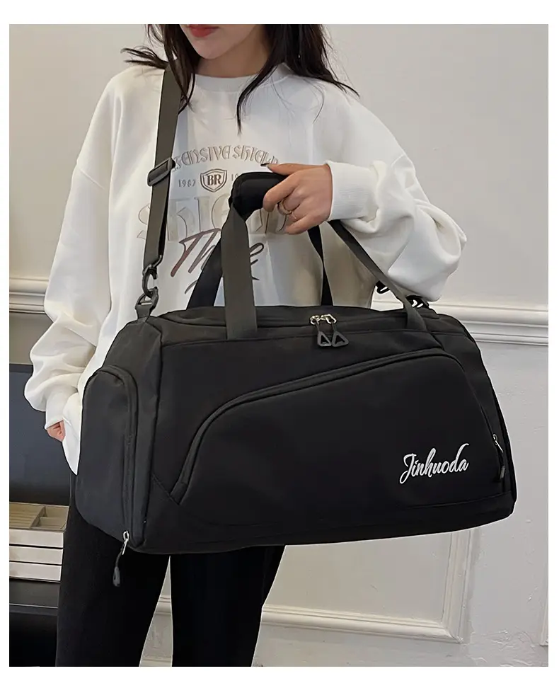 Black Multifunctional Fitness Travel Bag with Independent Shoe Compartment — feature 27