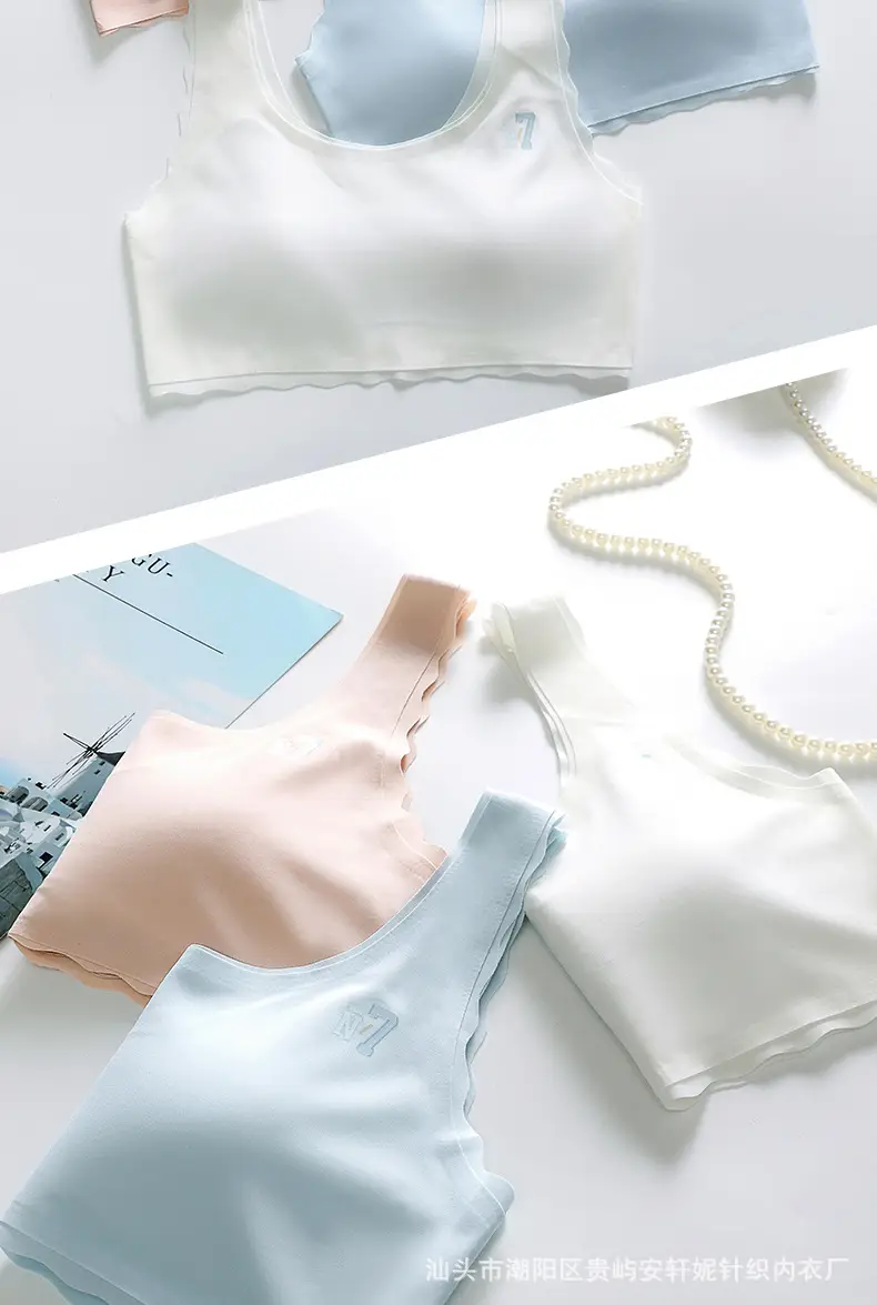 Fixed Cup Adolescent Children's Vest Development Period Girls Intimates Girls Primary School Students Junior High School Students Girls — feature 17