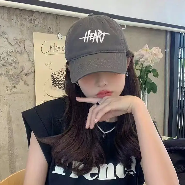 Women Brown Heart Embroidered Baseball Cap - Image 9