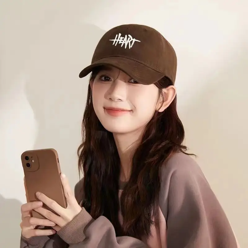 Women Brown Heart Embroidered Baseball Cap — feature 5