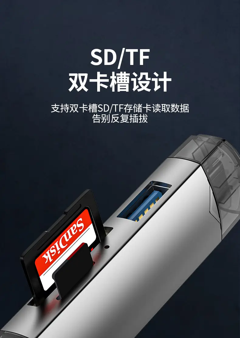 Factory USB3.0 OTG Card Reader with SD/TF/U Disk — feature 4