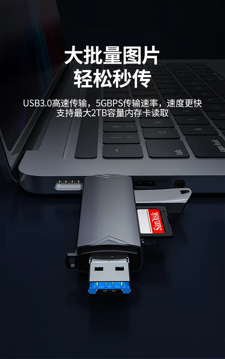 Factory USB3.0 OTG Card Reader with SD/TF/U Disk — feature 5