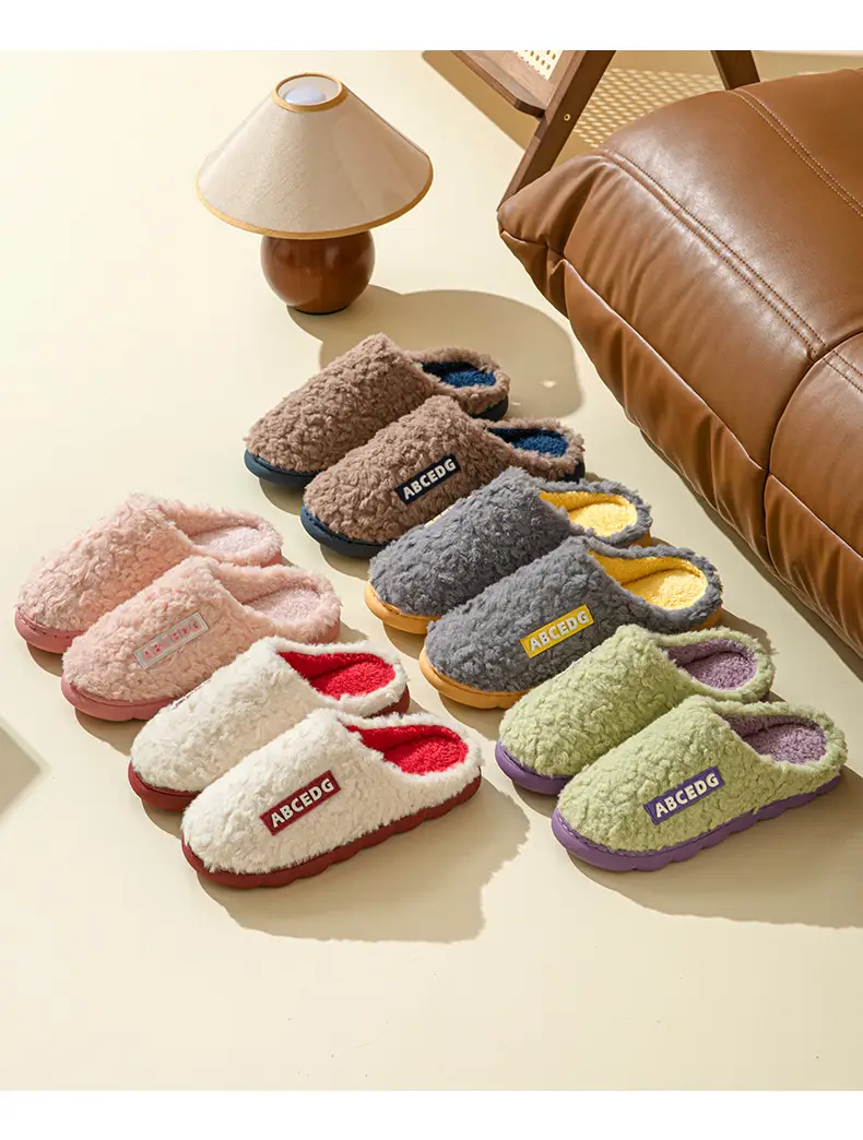 Plush Cotton Slippers for Women, Winter Warm Indoor Home Slippers for Couples, Postpartum Slippers, Non-Slip Thickened Men's Slippers Wholesale — feature 3