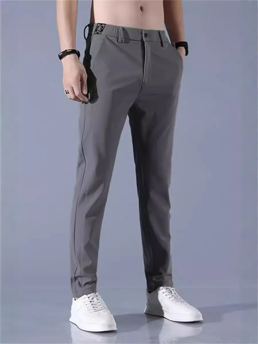Men's Grey Thin Ice Silk Casual Pants Quick-Drying - Image 6