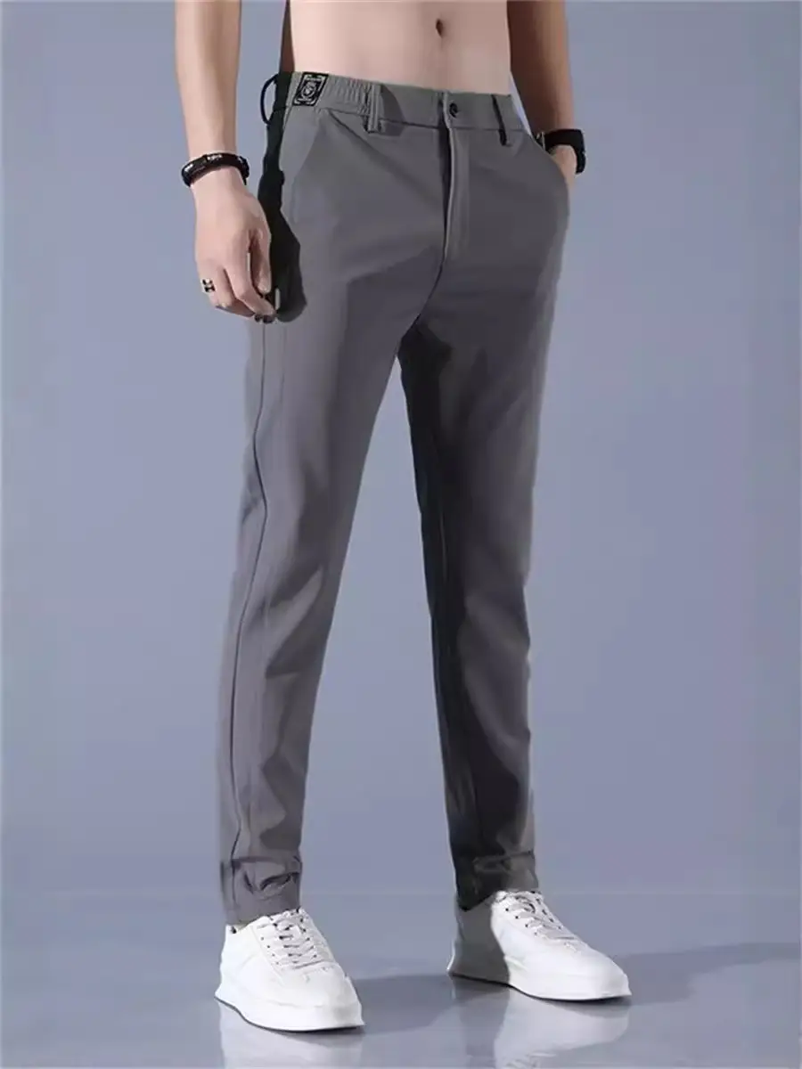 Men's Grey Thin Ice Silk Casual Pants Quick-Drying - Image 7