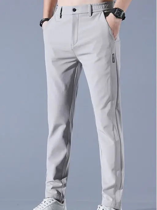Men's Grey Thin Ice Silk Casual Pants Quick-Drying - Image 9