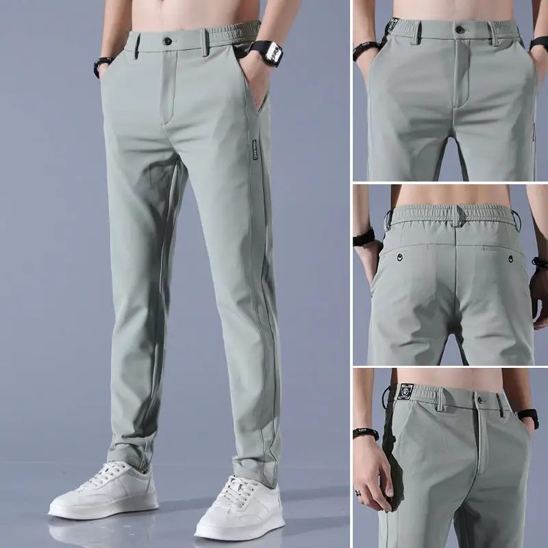 Men's Grey Thin Ice Silk Casual Pants Quick-Drying - Image 4