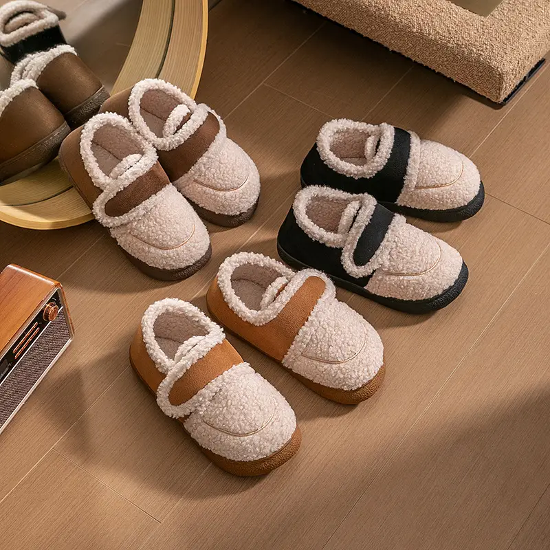 Lightweight autumn and winter warm plush soft comfortable bag with cotton slippers lovers all-match home indoor moon shoes - Image 6