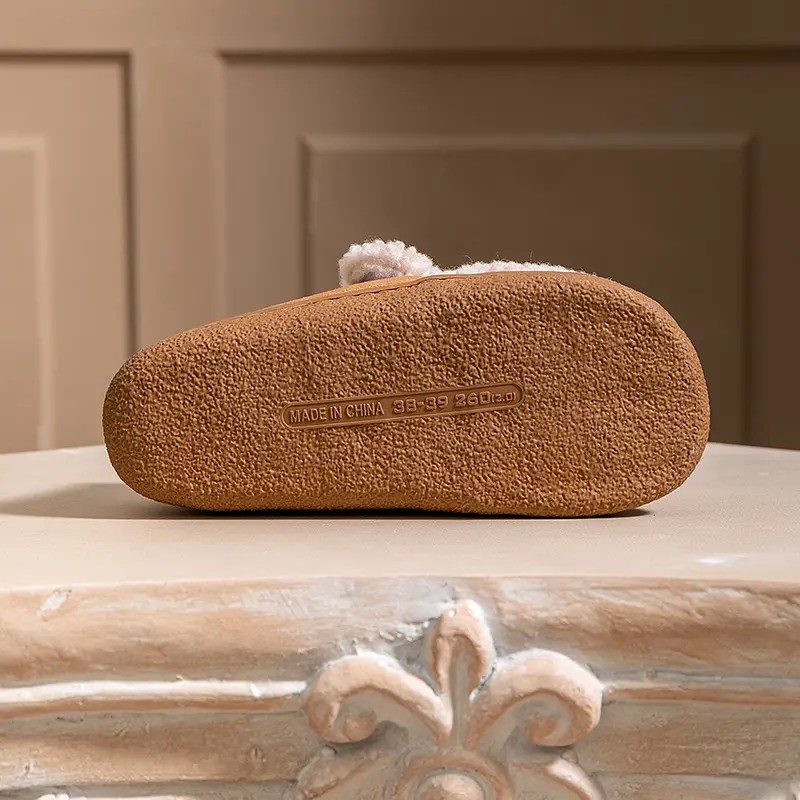 Lightweight autumn and winter warm plush soft comfortable bag with cotton slippers lovers all-match home indoor moon shoes - Image 7