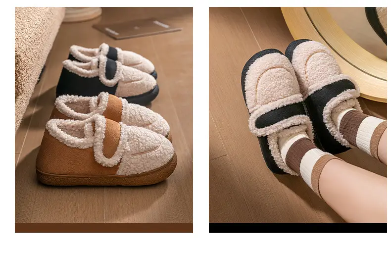 Lightweight autumn and winter warm plush soft comfortable bag with cotton slippers lovers all-match home indoor moon shoes — feature 22