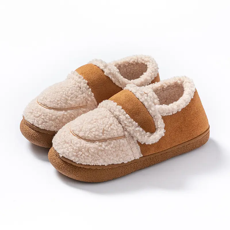 Lightweight autumn and winter warm plush soft comfortable bag with cotton slippers lovers all-match home indoor moon shoes - Image 2