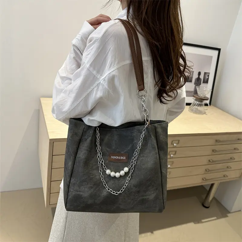 Women's Distressed Leather Shoulder Bag Large Capacity 2024 - Image 7