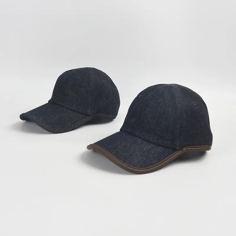 Dark Blue Leather Baseball Cap for Men Women Autumn Winter - Image 3