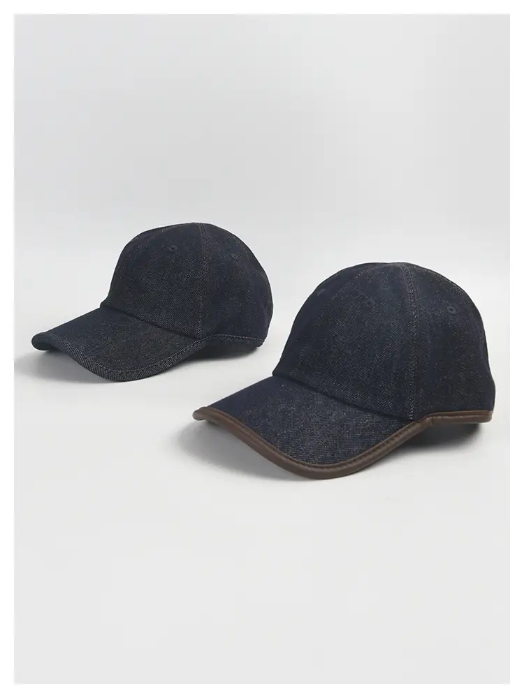 Dark Blue Leather Baseball Cap for Men Women Autumn Winter — feature 1