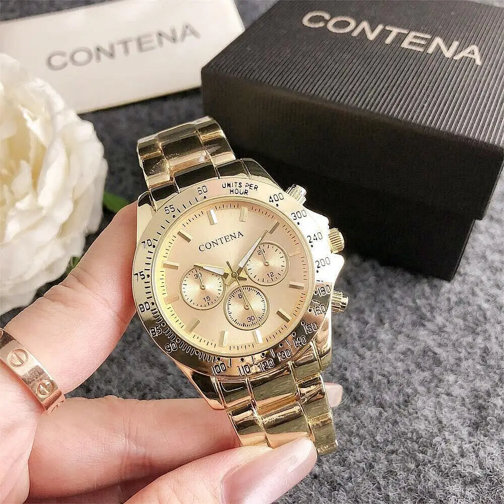 Watch Men's Non-mechanical Watch Steel Strip Business Movement Watch Automatic Three-eye Waterproof Fashion Watch with Calendar