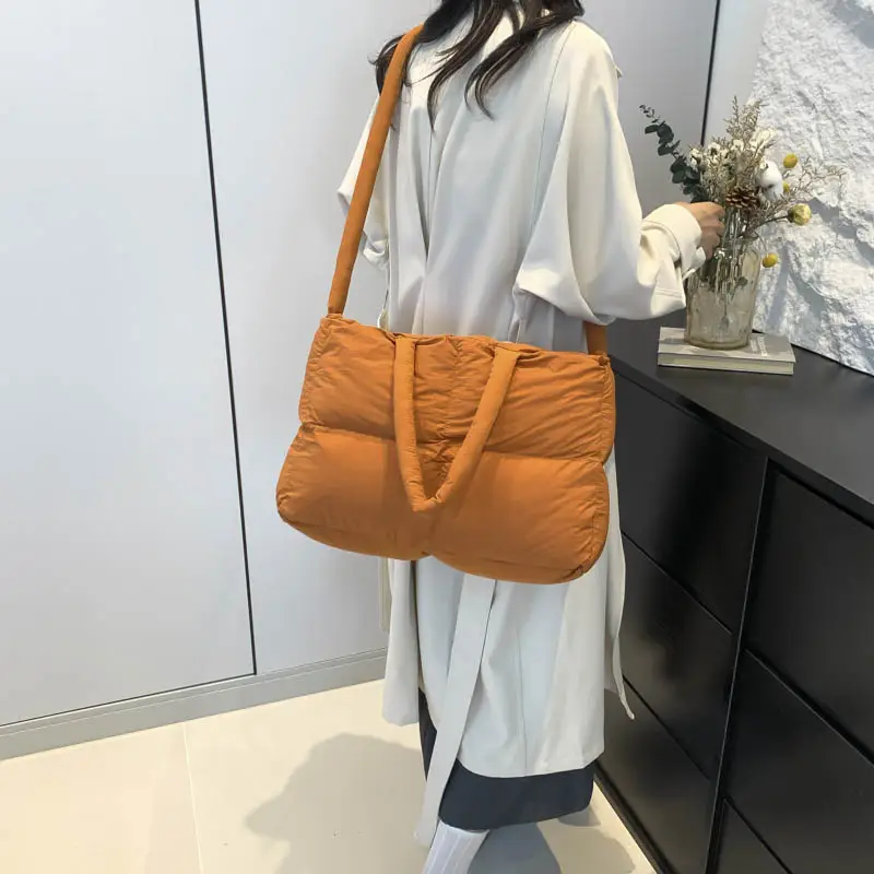 Women Cotton Padded Shoulder Bag Large Capacity 2024