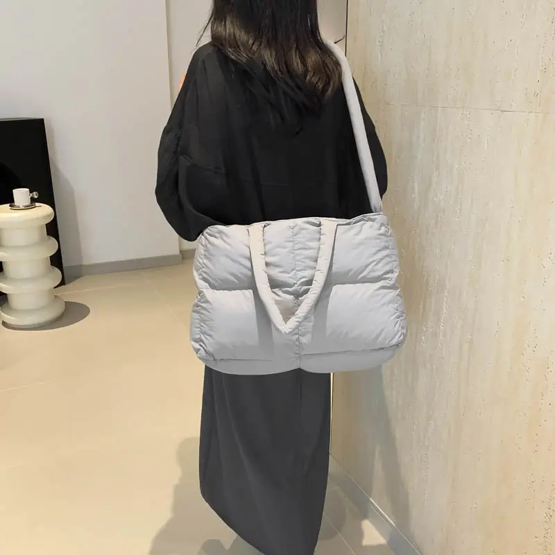 Women Cotton Padded Shoulder Bag Large Capacity 2024