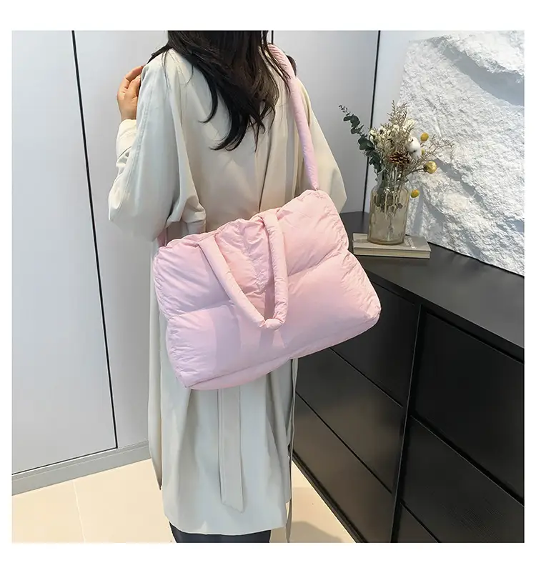 Women Cotton Padded Shoulder Bag Large Capacity 2024 — feature 40