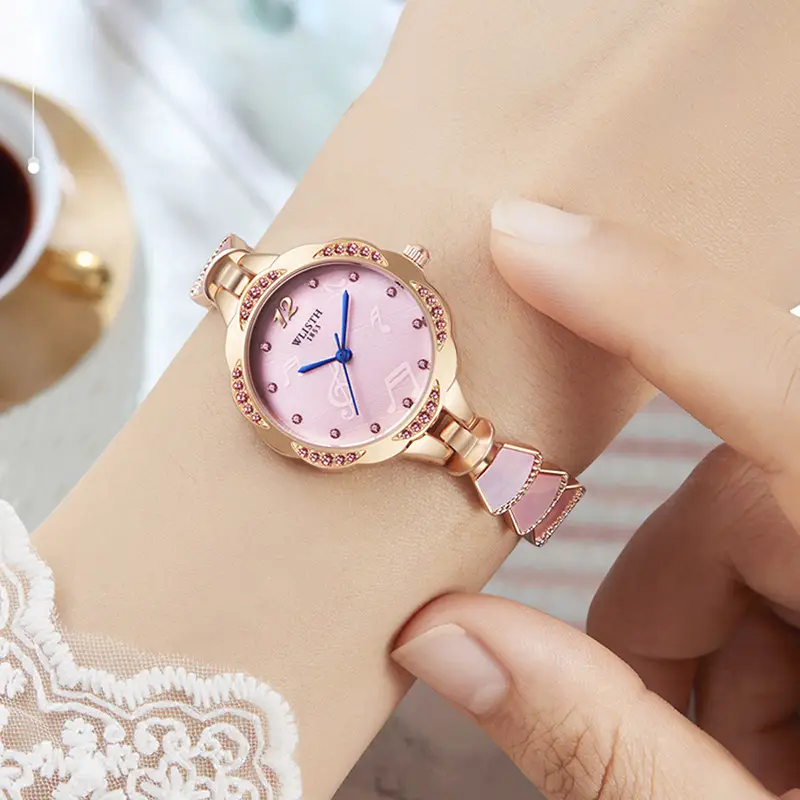 Women's Pink Quartz Watch with Pearl Strap - Image 4