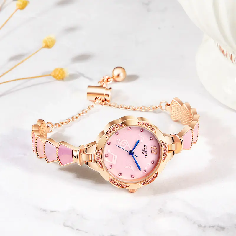 Women's Pink Quartz Watch with Pearl Strap - Image 5