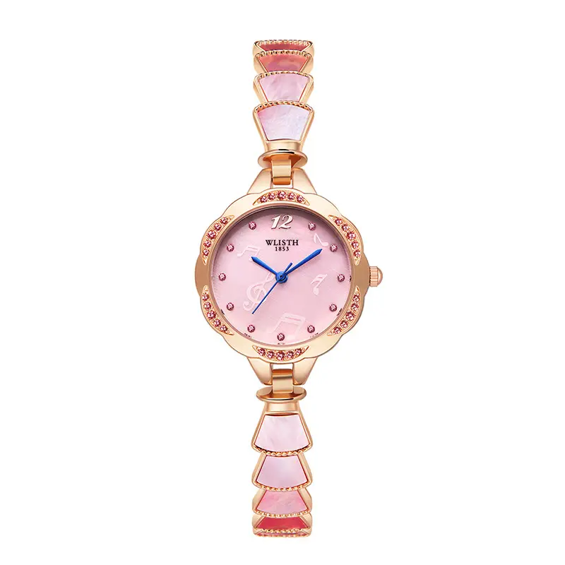 Women's Pink Quartz Watch with Pearl Strap - Image 7
