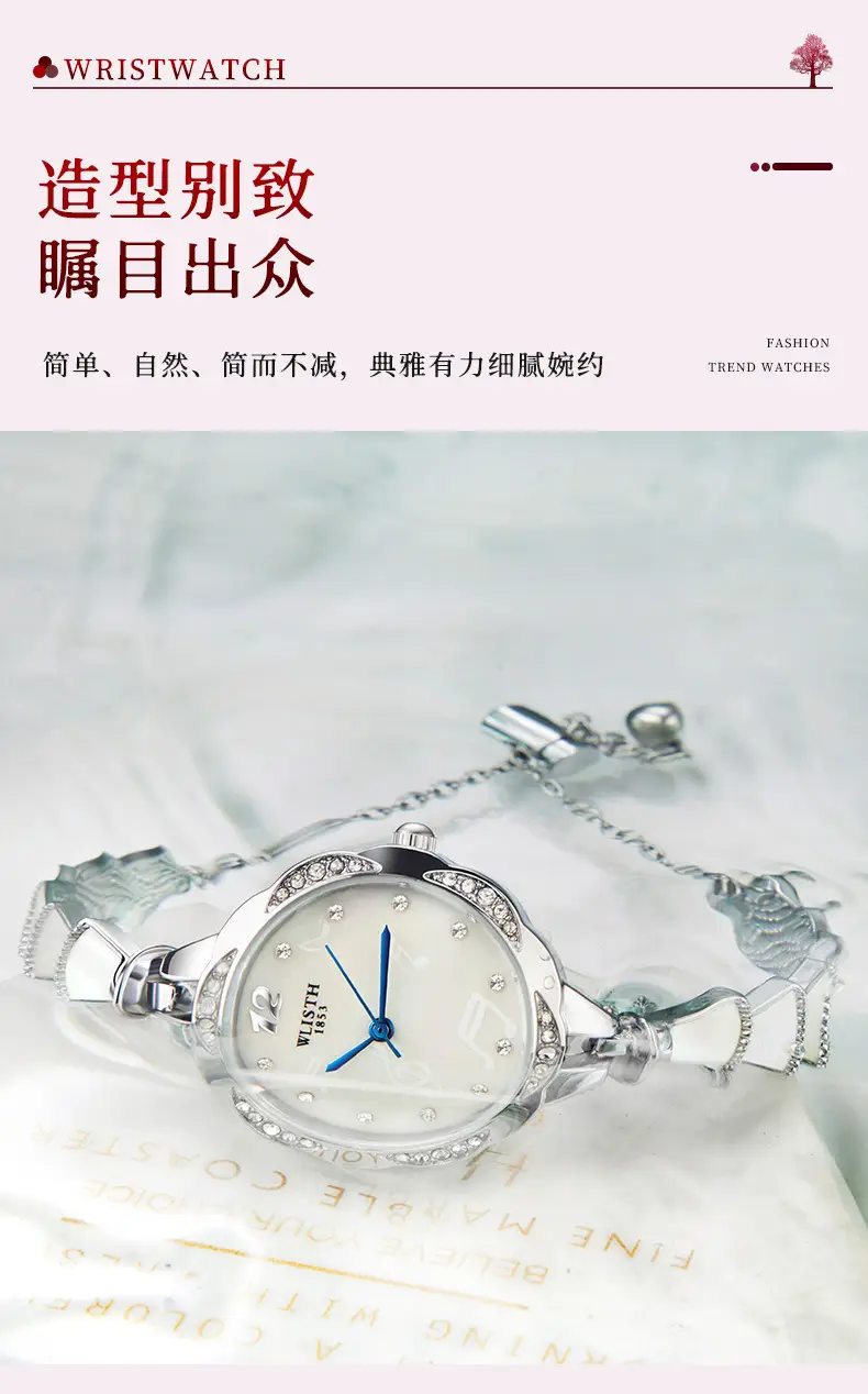 Women's Pink Quartz Watch with Pearl Strap — feature 5