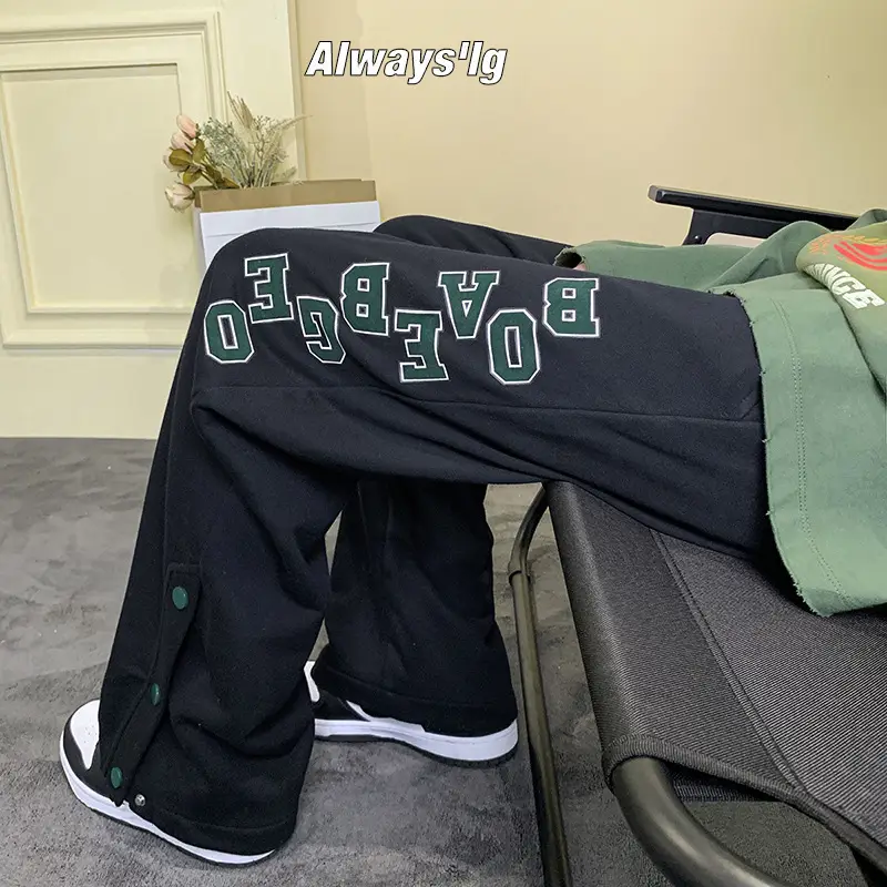 Men's American Style Heavy Breasted Pants Black Green - Image 4