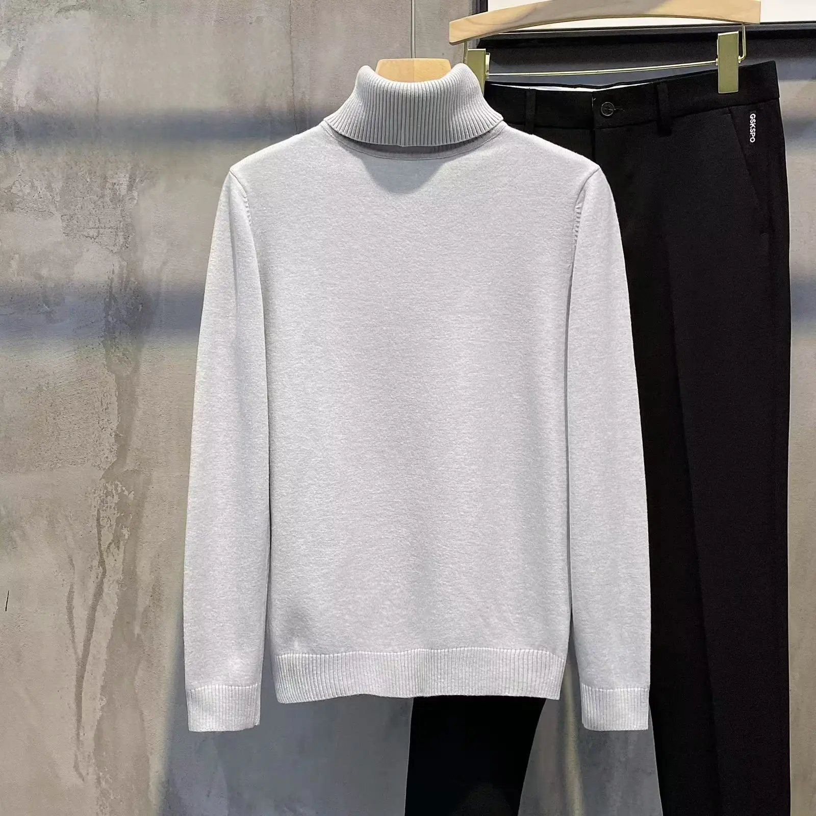 Men's 2024 Turtleneck Sweater White Korean Style - Image 7