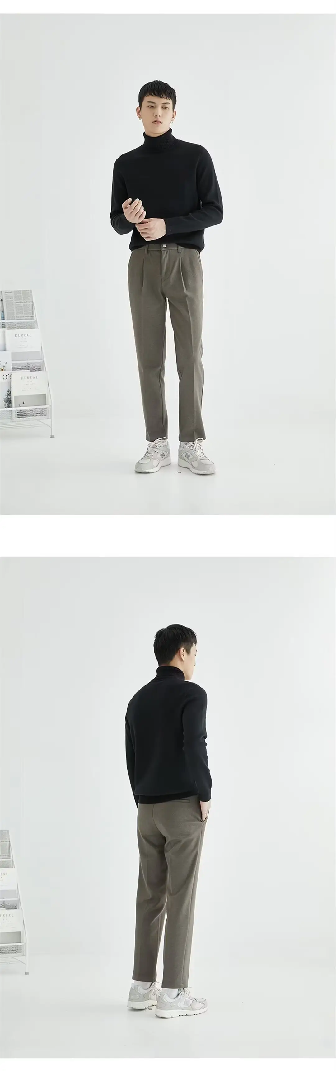 Men's 2024 Turtleneck Sweater White Korean Style — feature 11