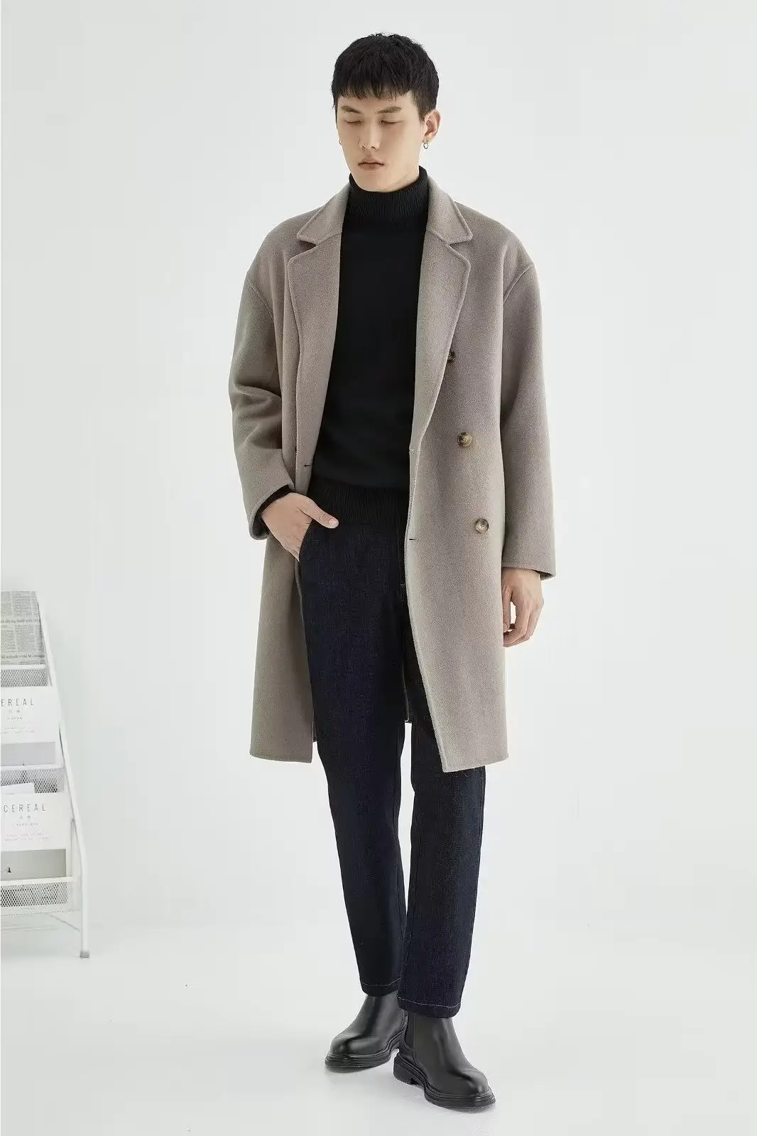 Men's 2024 Turtleneck Sweater White Korean Style — feature 14