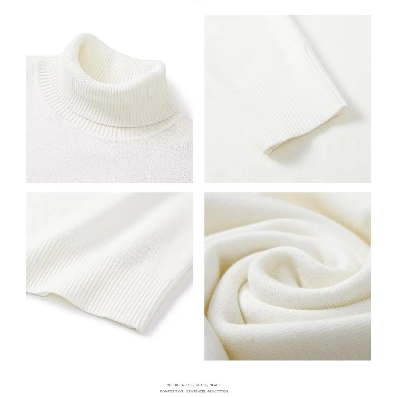 Men's 2024 Turtleneck Sweater White Korean Style — feature 19