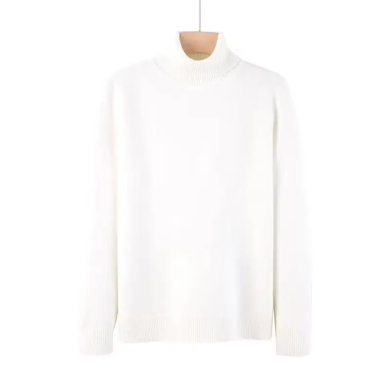 Men's 2024 Turtleneck Sweater White Korean Style — feature 2
