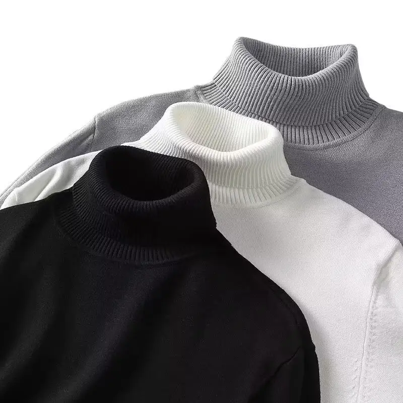 Men's 2024 Turtleneck Sweater White Korean Style — feature 20