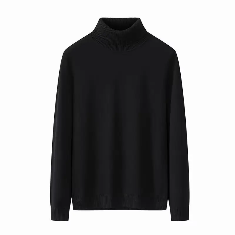 Men's 2024 Turtleneck Sweater White Korean Style — feature 3
