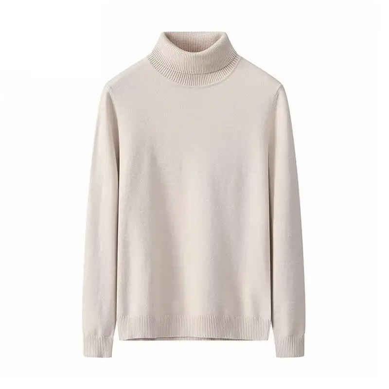 Men's 2024 Turtleneck Sweater White Korean Style — feature 6