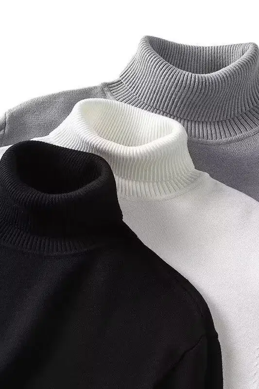 Men's 2024 Turtleneck Sweater White Korean Style — feature 8
