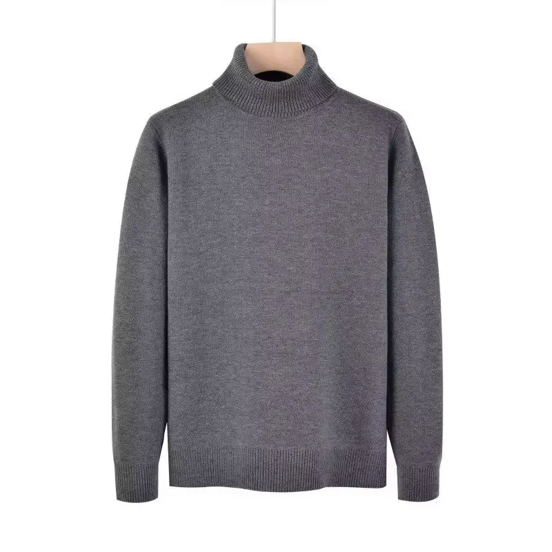 Men's 2024 Turtleneck Sweater White Korean Style - Image 3