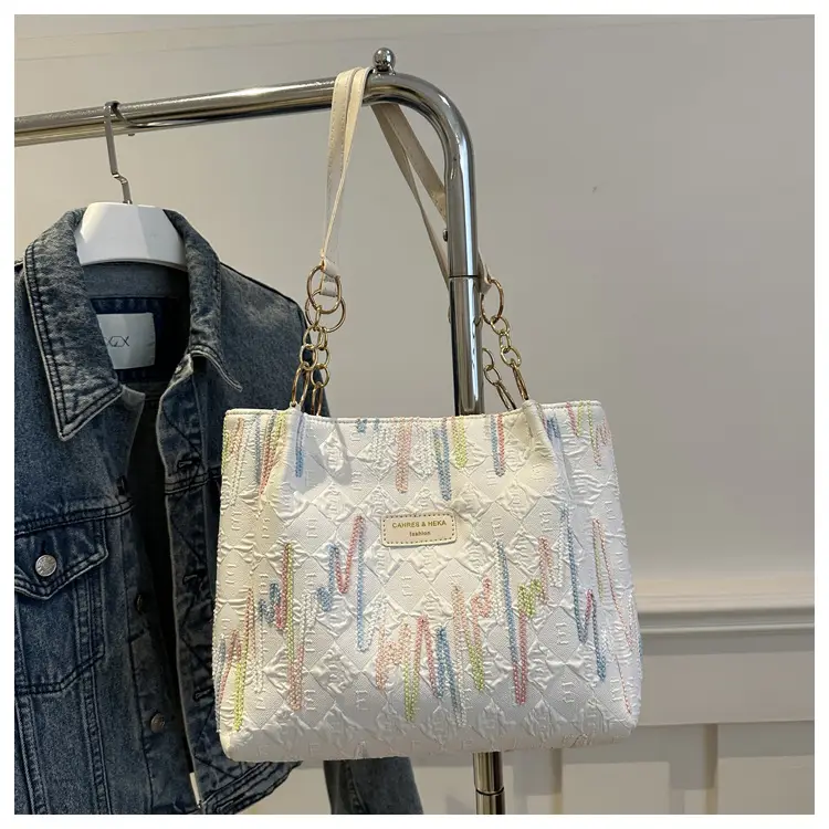 Black Canvas Striped Shoulder Bag for Women 2024 — feature 18