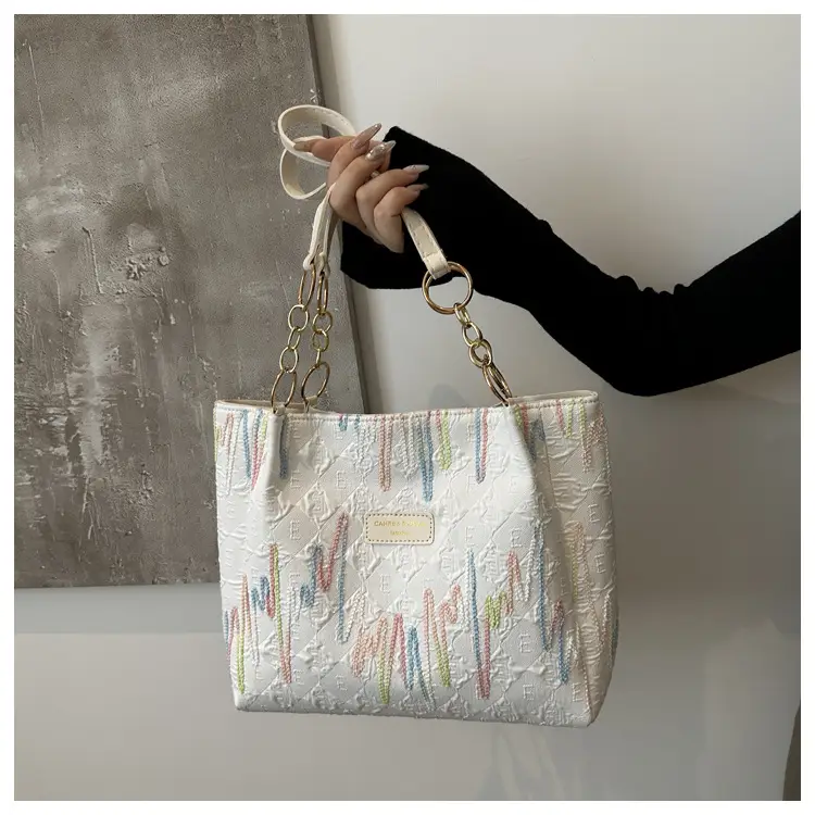 Black Canvas Striped Shoulder Bag for Women 2024 — feature 24