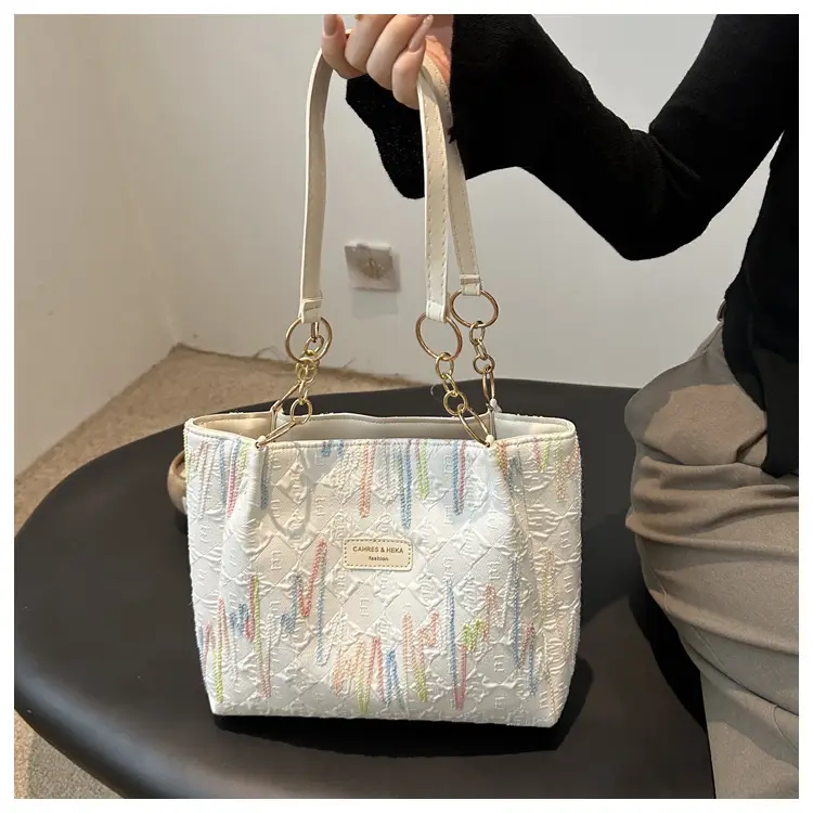 Black Canvas Striped Shoulder Bag for Women 2024 — feature 26