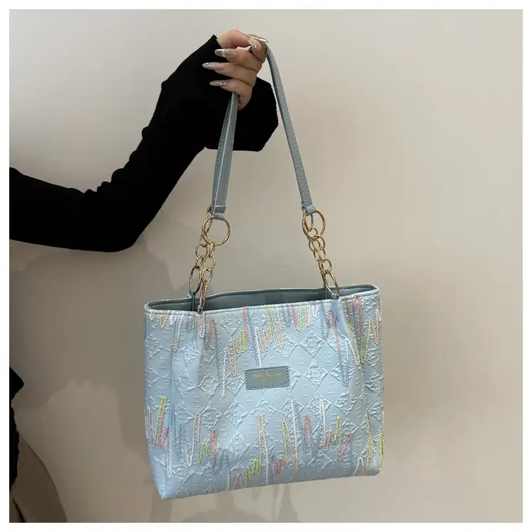Black Canvas Striped Shoulder Bag for Women 2024 — feature 31
