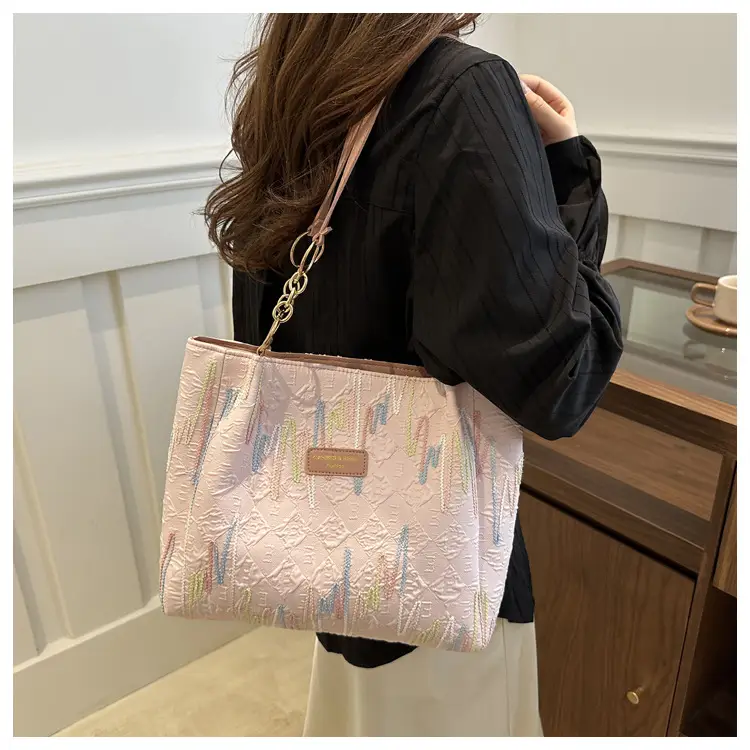 Black Canvas Striped Shoulder Bag for Women 2024 — feature 35