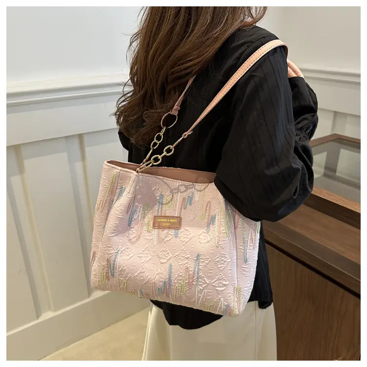 Black Canvas Striped Shoulder Bag for Women 2024 — feature 36