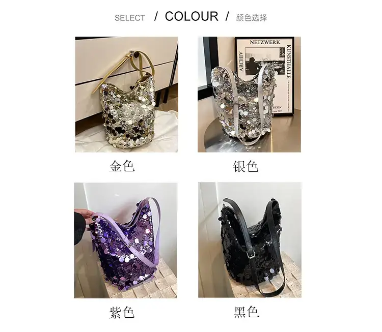 Sequins Embellished Women's Shoulder Bag Large Capacity — feature 3