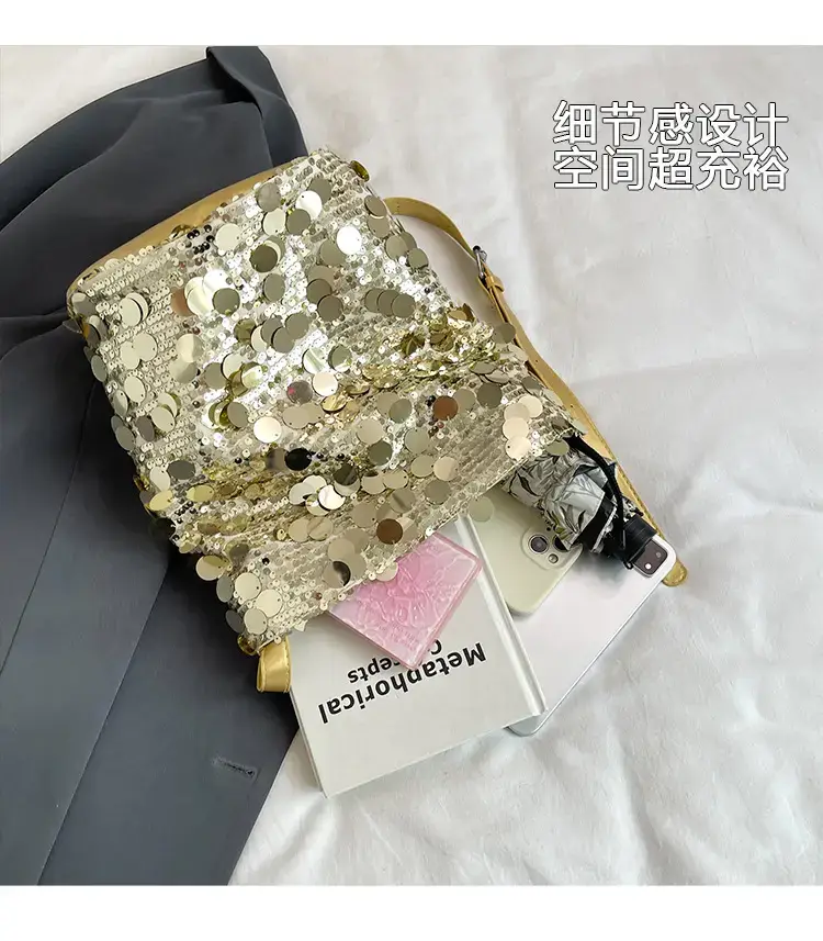 Sequins Embellished Women's Shoulder Bag Large Capacity — feature 6