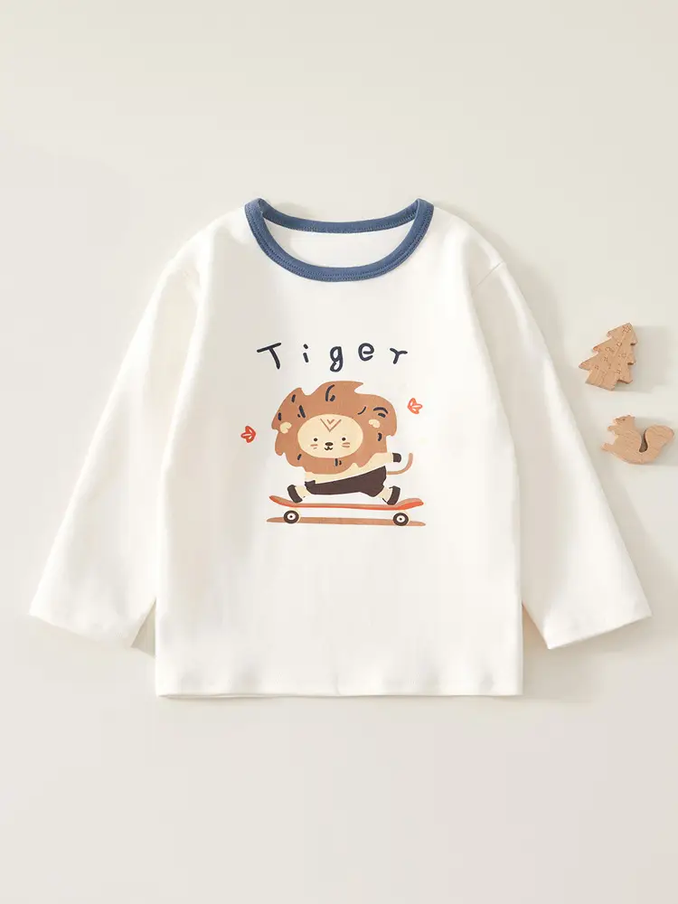 Kids Long Sleeve T-Shirt White Korean Style Cartoon Top - Image 2