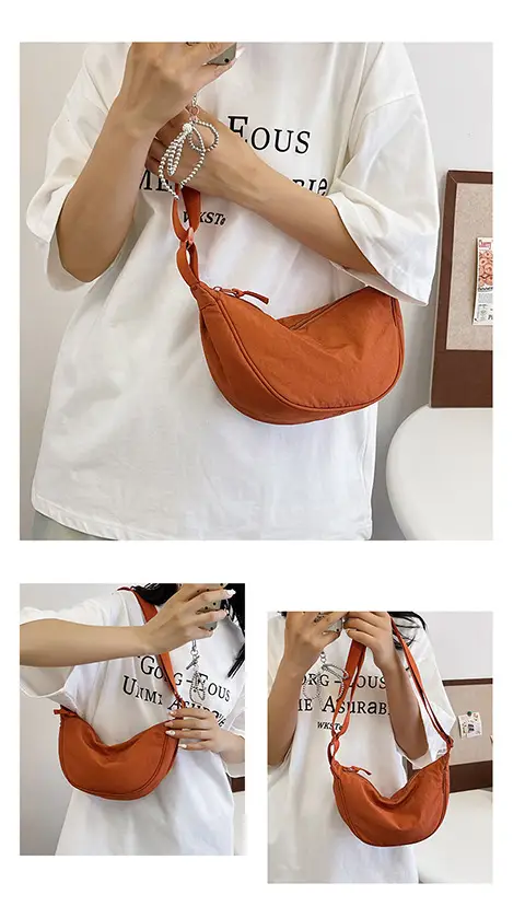 Women's Orange Crossbody Bag Nylon Shoulder Bag — feature 10