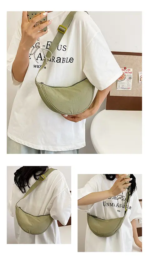 Women's Orange Crossbody Bag Nylon Shoulder Bag — feature 11