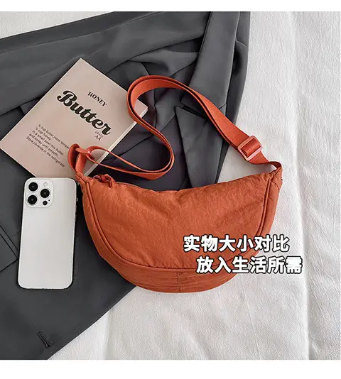 Women's Orange Crossbody Bag Nylon Shoulder Bag — feature 8