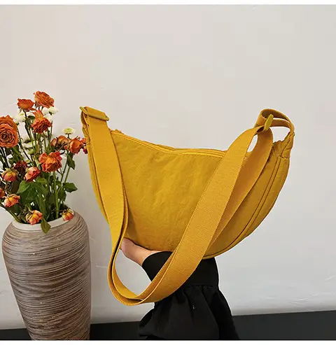 Women's Orange Crossbody Bag Nylon Shoulder Bag - Image 2